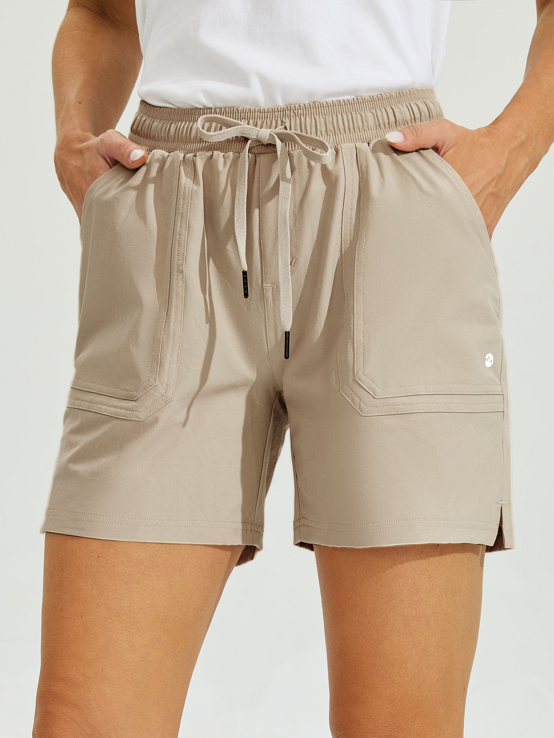 Womens Stretch Shorts with Pockets khaki1