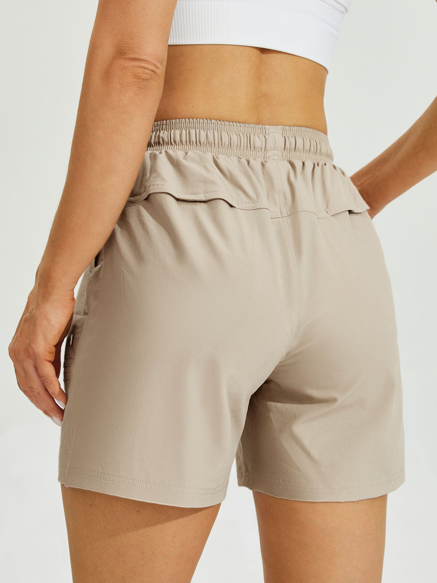 Womens Stretch Shorts with Pockets khaki3