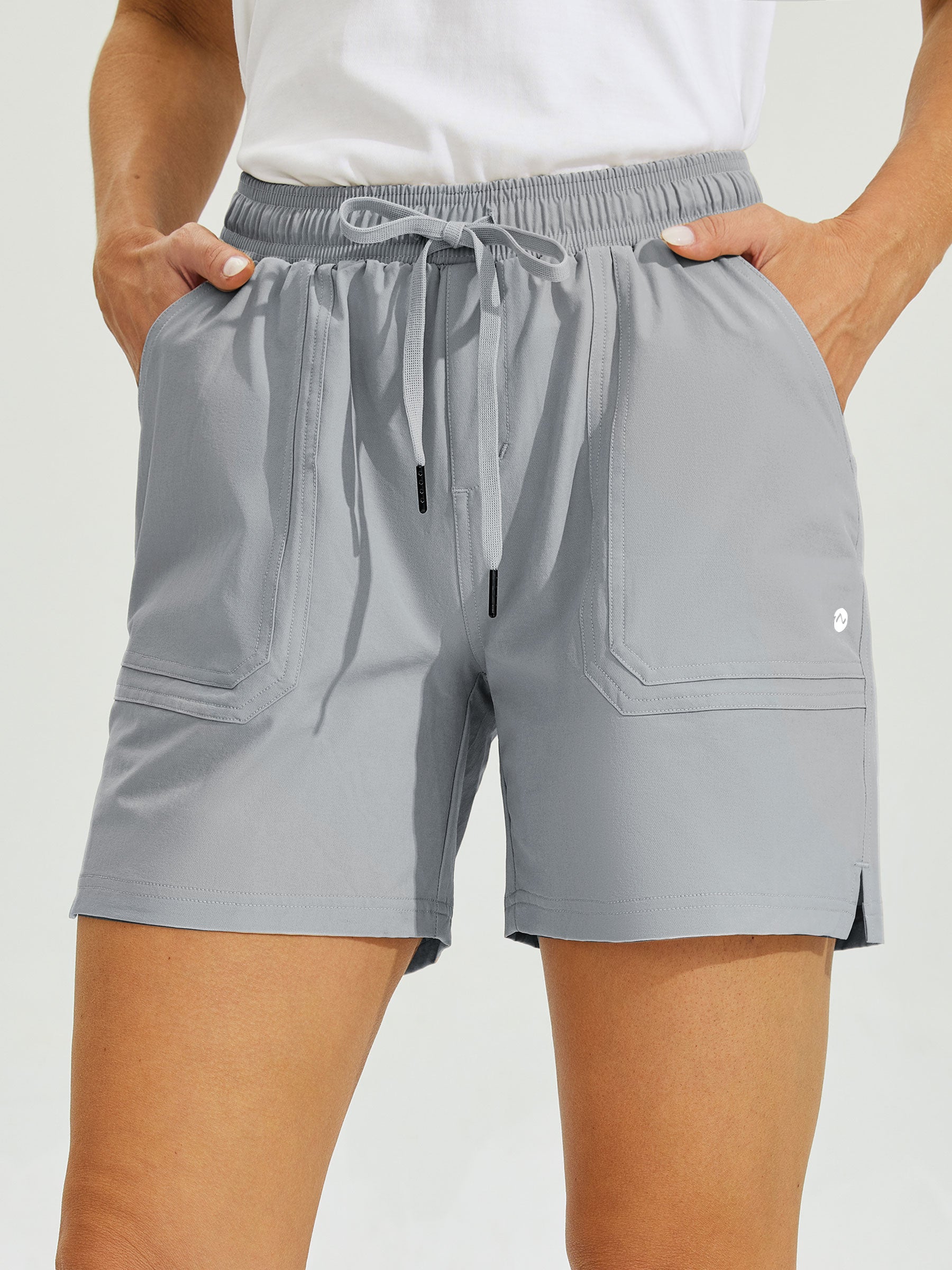 Womens Stretch Shorts with Pockets light gray1
