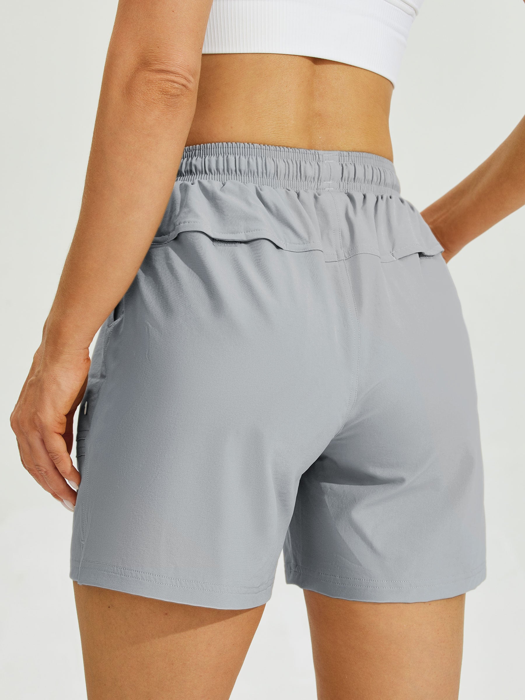 Womens Stretch Shorts with Pockets light gray2