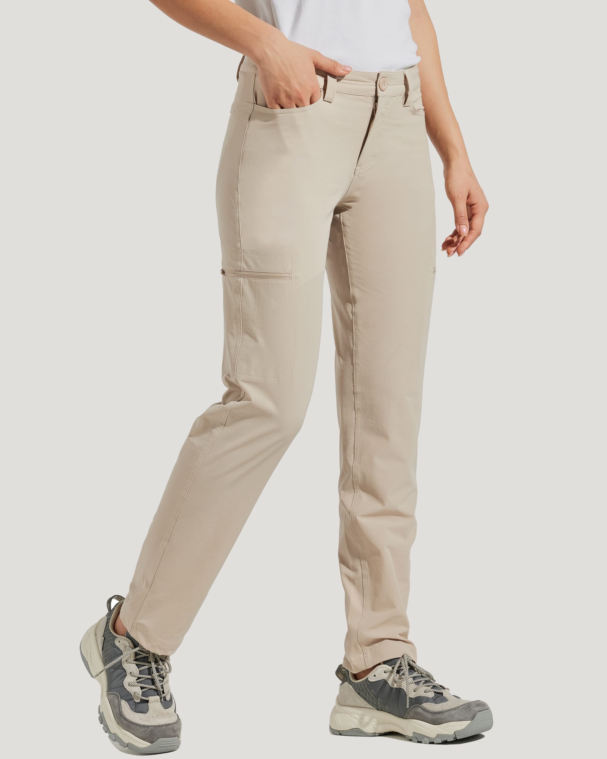 Women's Waterproof Hiking Pants_Khaki_model3