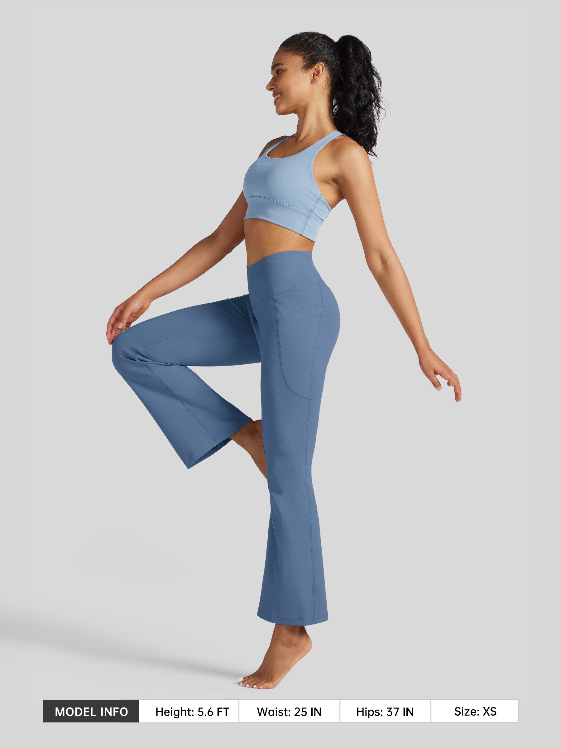 Womens Crossover Flare Yoga Leggings 29 Inch fog blue