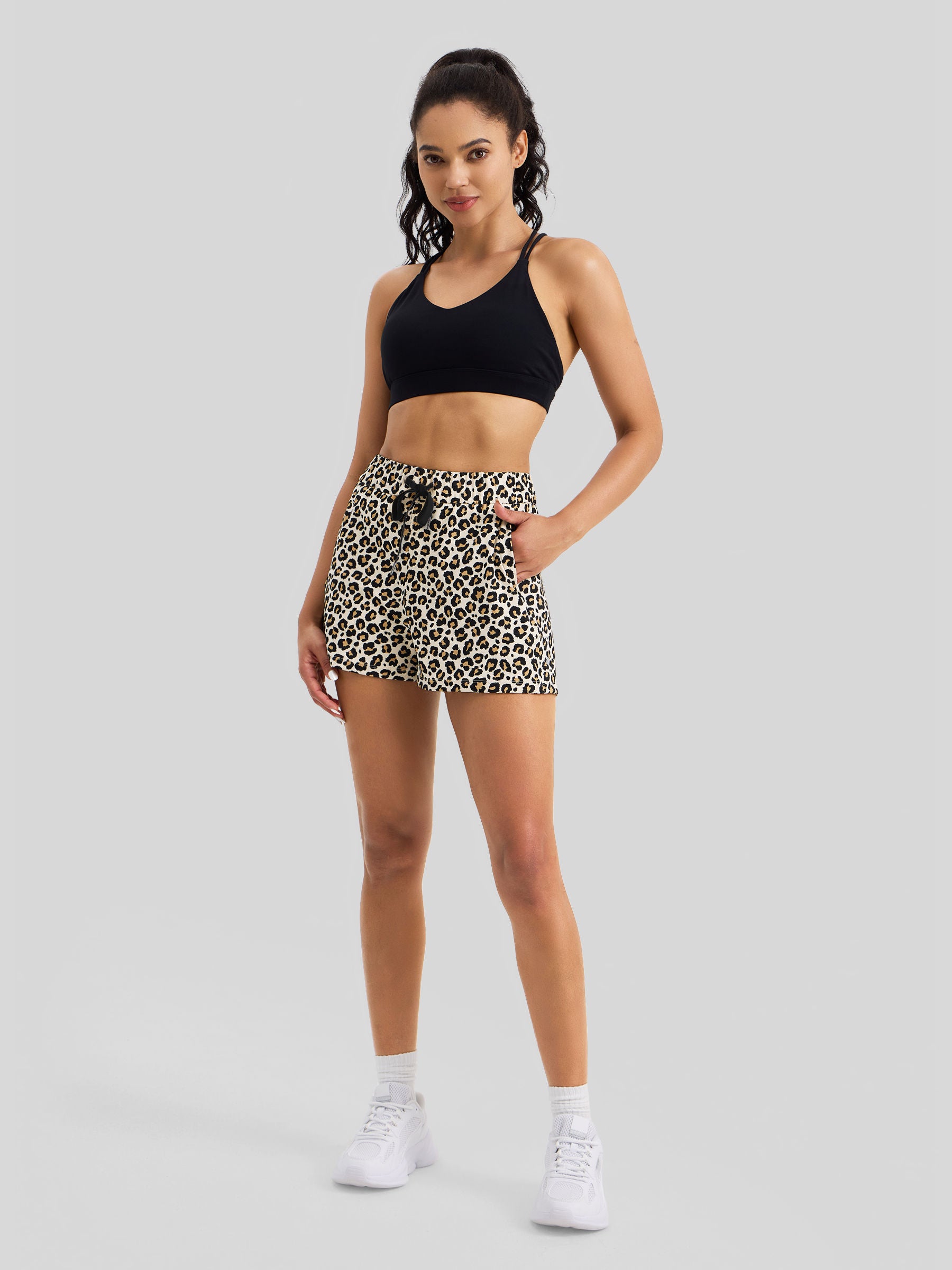 Willit Women's  Running Shorts 2.5 Inch in leopard1