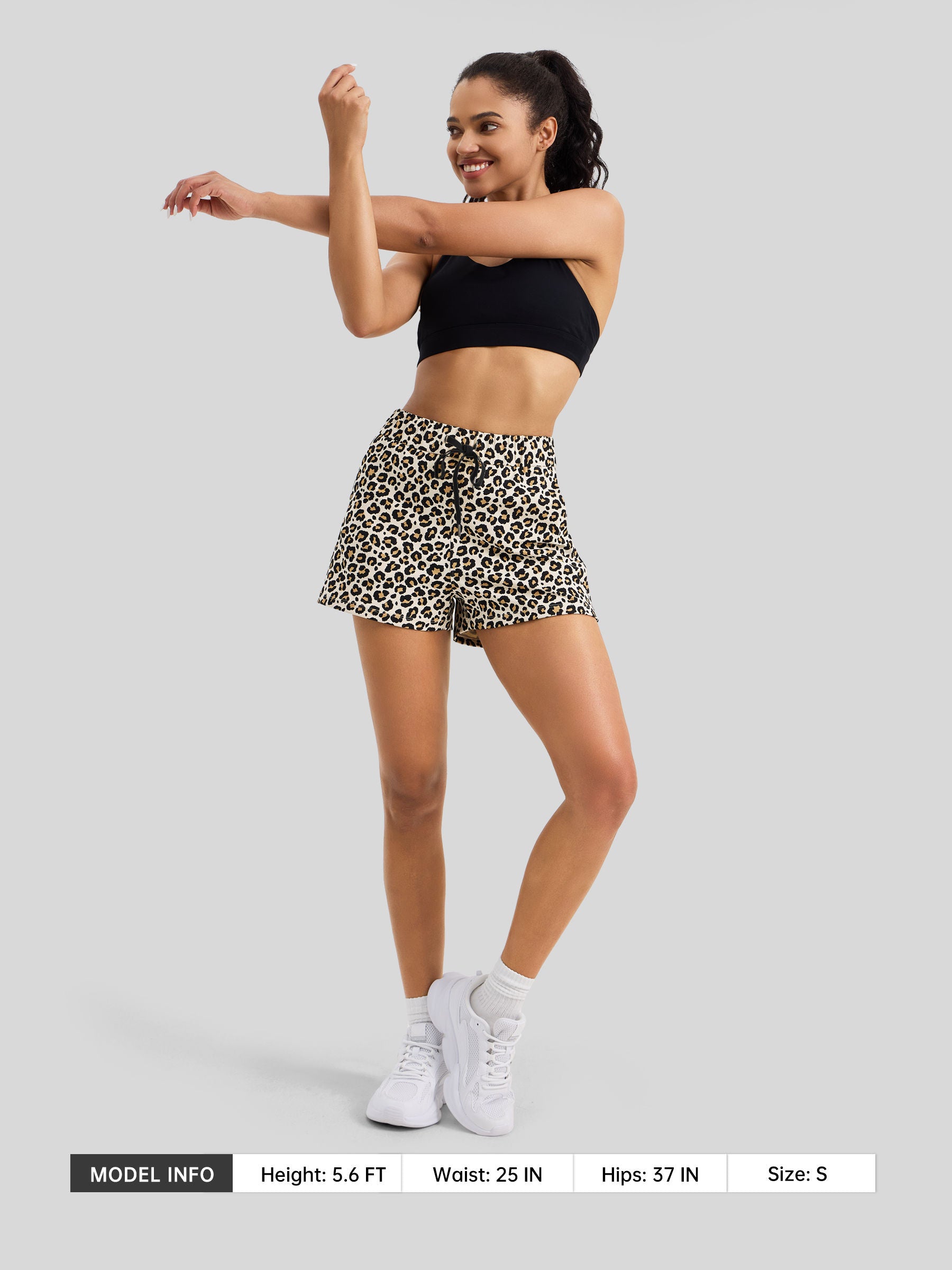 Willit Women's  Running Shorts 2.5 Inch in leopard5