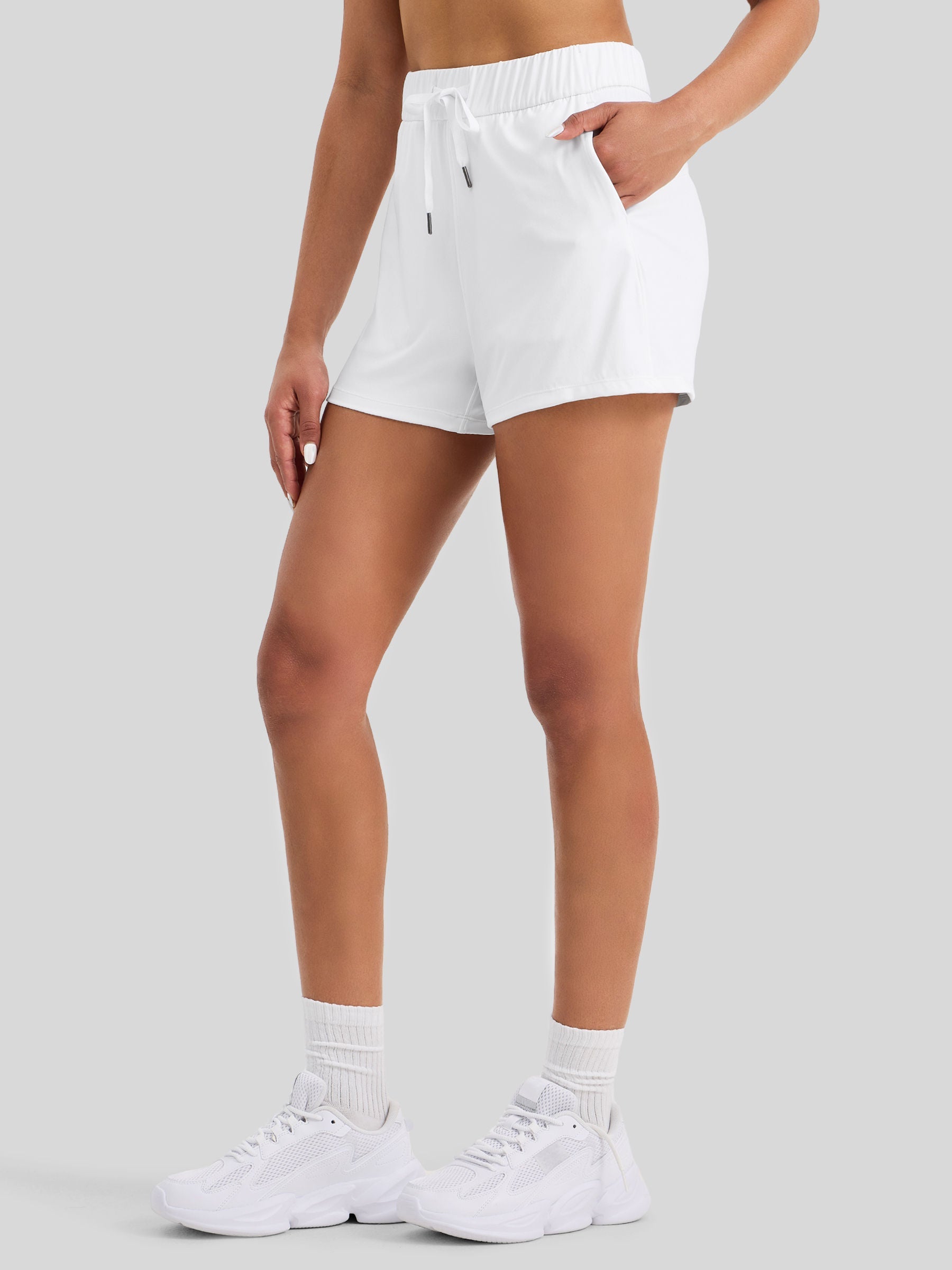 Willit Womens Yoga Lounge Shorts 2.5 Inch in white3
