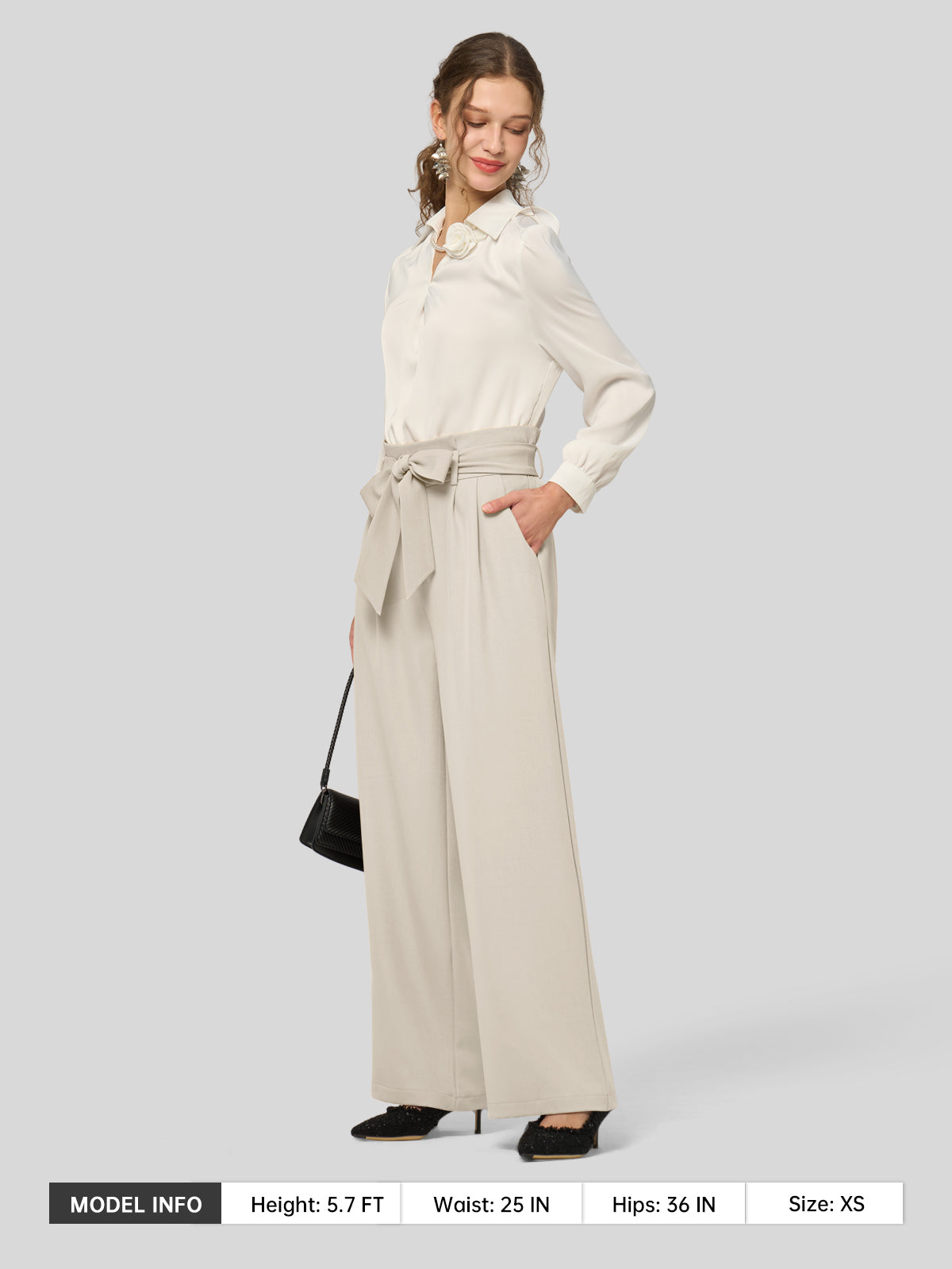 Willit Women's Wide-Leg Tie Knot Pants 30 Inch_bone