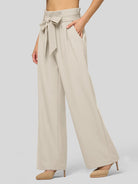 Willit Women's Wide-Leg Tie Knot Pants 32 Inch_bone