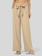 Willit Women's Wide-Leg Tie Knot Pants 30 Inch_lightkhaki