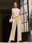 Willit Women's Wide-Leg Tie Knot Pants 32 Inch_lightkhaki