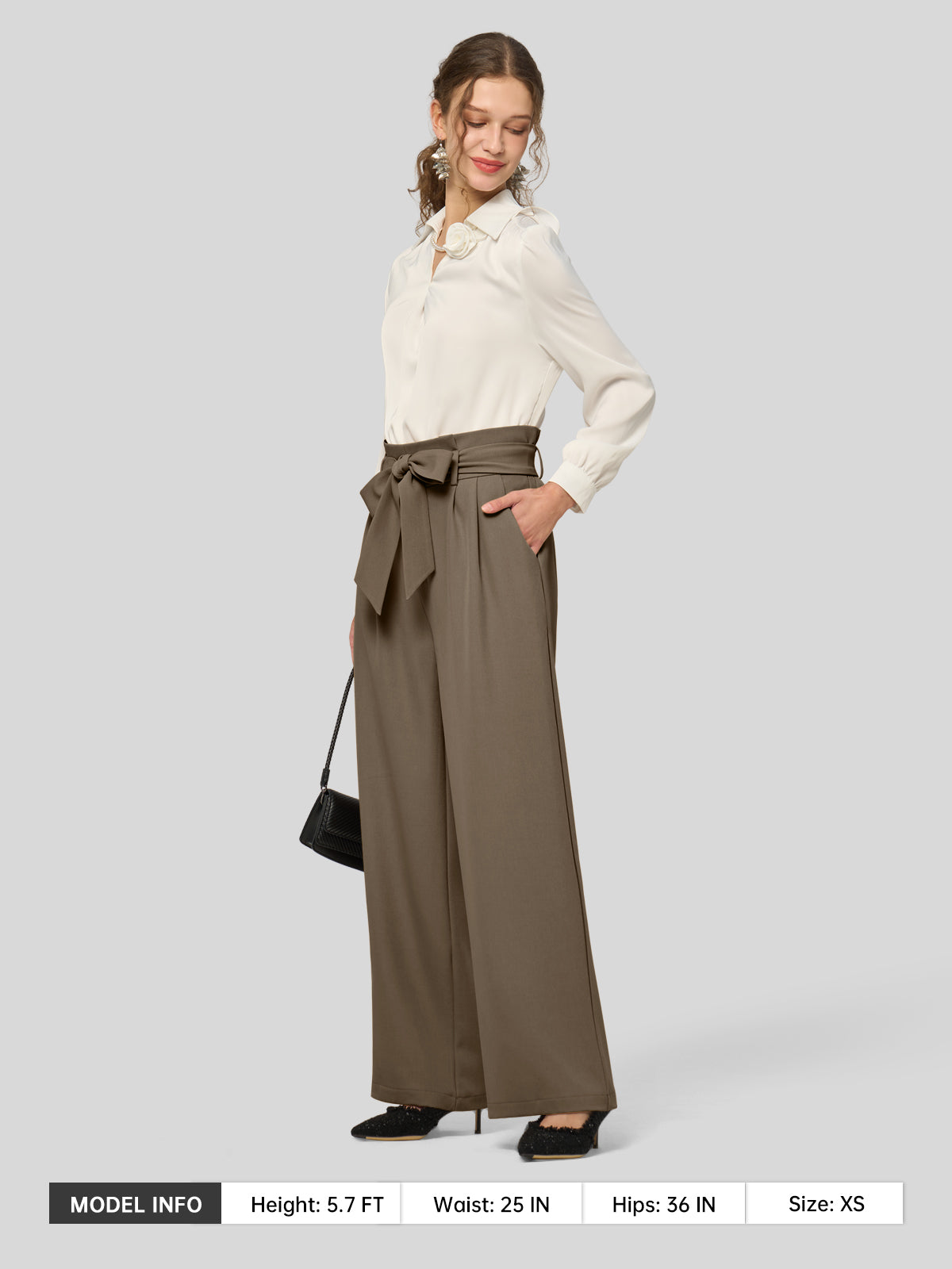 Willit Women's Wide-Leg Tie Knot Pants 30 Inch_tawny